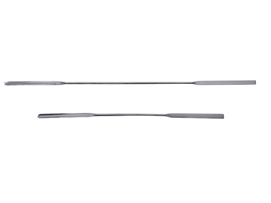 Spatule de dosage de précision pour les plus petites quantités d'échantillon : spatule pour micropoudres, de forme angulaire/semi-circulaire, en acier inoxydable (Bürkle GmbH)