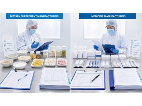 Fabrication de compléments alimentaires et de médicaments avec différents contrôles des produits et différentes exigences en matière de documentation