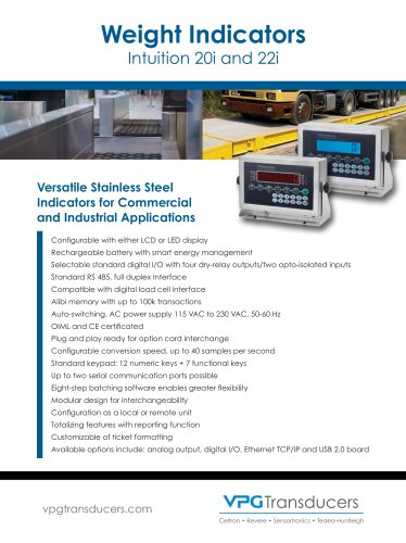 Weight Indicators Intuition 20i and 22i