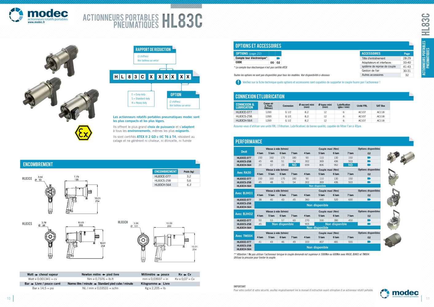 Fiche technique actionneur portable pneumatique HL83C ATEX - MODEC