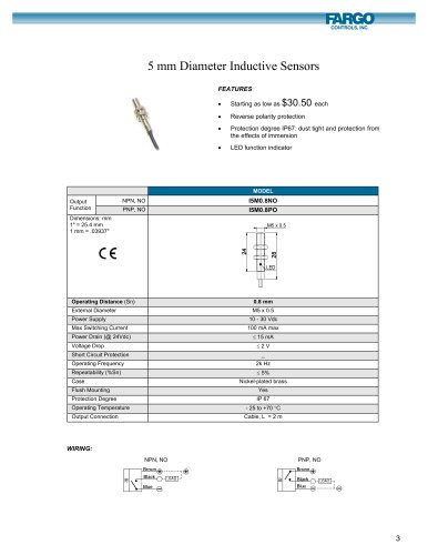 5 mm Diameter Inductive Proximity Sensors