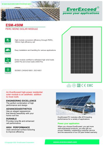 Monocrystalline solar panel ESM-450MH