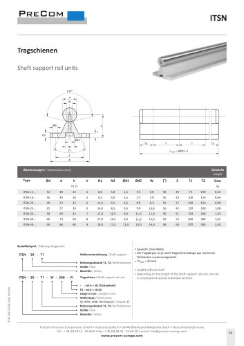 Shaft support rail units