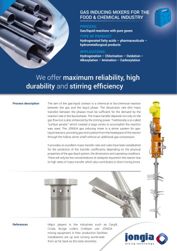 GAS INDUCING MIXERS FOR THE FOOD & CHEMICAL INDUSTRY