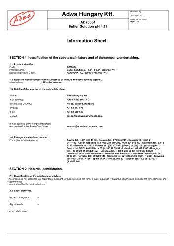 AD70004 Buffer Solution pH 4.01