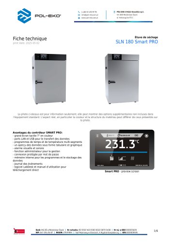 Étuve de séchage SLN 180 Smart PRO
