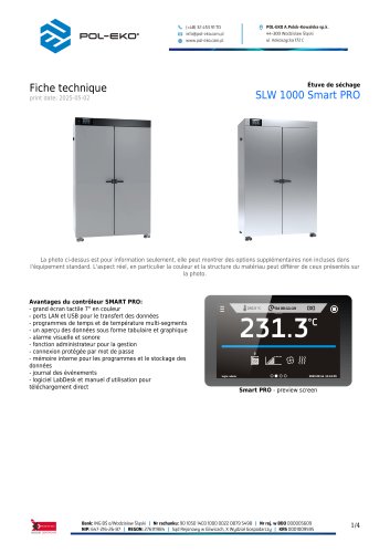 Étuve de séchage SLW 1000 Smart PRO