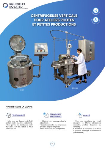 Centrifugeuse verticale pour ateliers pilotes et petites productions