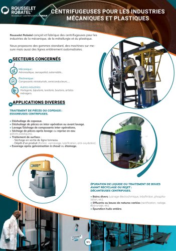 Centrifugeuses pour les industries m&eacute;caniques et plastiques