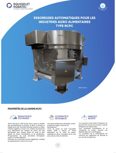 Essoreuse automatique pour les industries agro alimentaires type RCPC