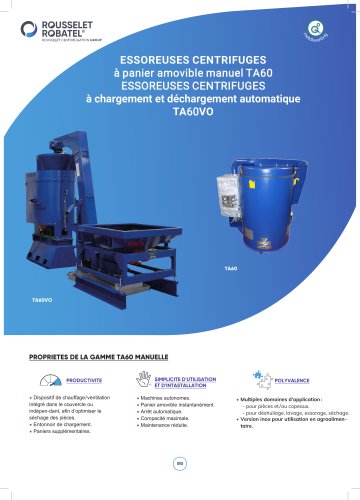 Essoreuse centrifuges &agrave; chargement et d&eacute;chargement automatique type TA-VO