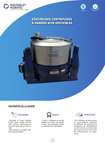 Essoreuse centrifuges &agrave; panier non amovibles