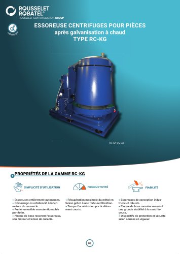 Essoreuse centrifuges pour pi&egrave;ces apr&egrave;s galvanisation &agrave; chaud type RC-KG