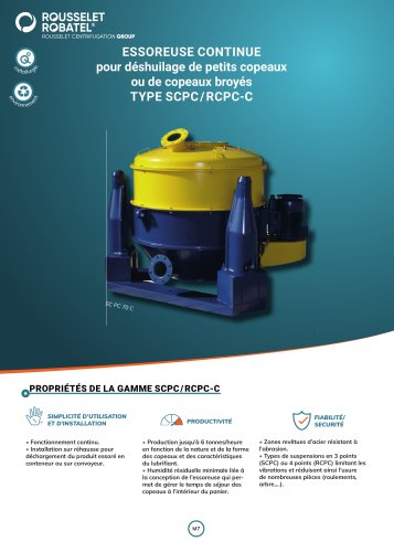 Essoreuse continue pour d&eacute;shuilage type SCPC-C 