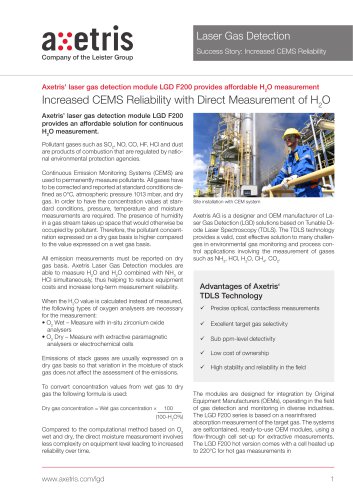 Increased CEMS Reliability with Direct Measurement of H2O