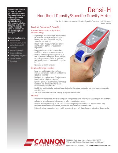 Densi-H Handheld Density/Specific Gravity Meter