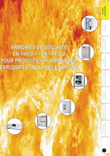 ARMOIRES DE SECURITE EN 14470-1 & EN 14470-2 POUR PRODUITS INFLAMMABLES, EXPLOSIFS ET BOUTEILLES DE GAZ