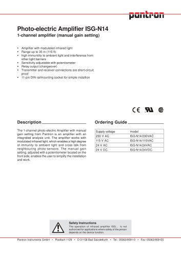 Photo-electric Amplifier ISG-N14