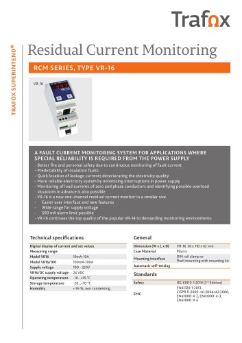 RCM, VR16 Residual Current Monitor