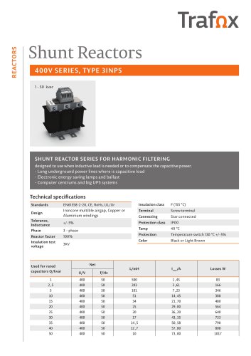 Shunt Reactors, 400V, Type 3INPS