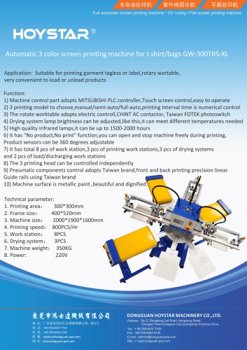 3 Color Automatic Screen Printing Machine for T shirt and Bags