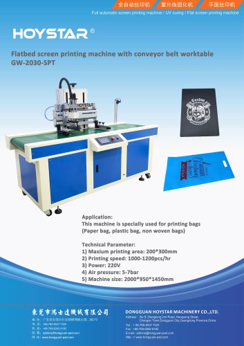 Flatbed Screen Printing Machine with Conveyor Table for Bags