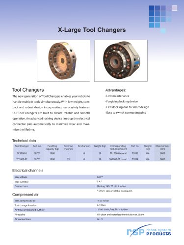 Tool Changers, up to 1000 kg