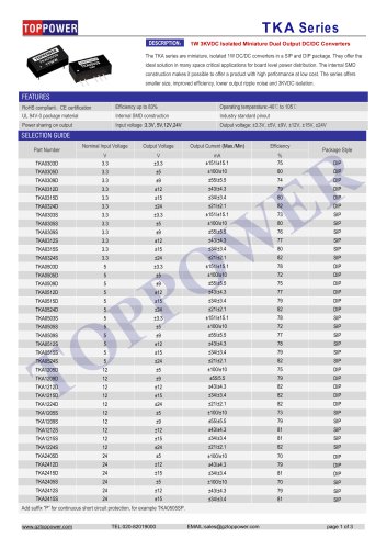 TKA series 1W DC-DC converter