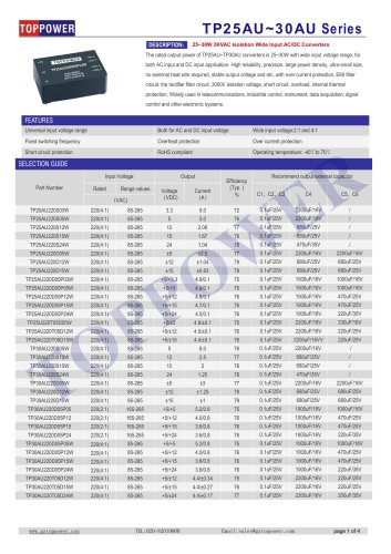 TP25AU,TP30AU series 25W 30W AC-DC converter