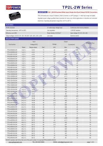 TP2L-2W series 2W DC-DC converter