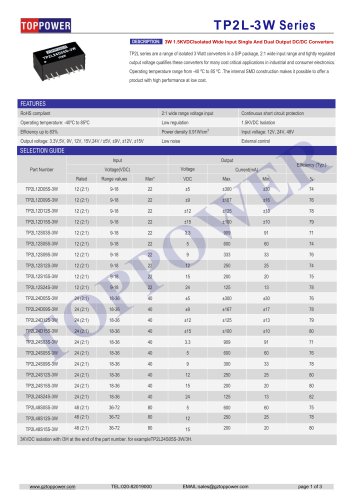 TP2L-3W series 3W DC-DC converter