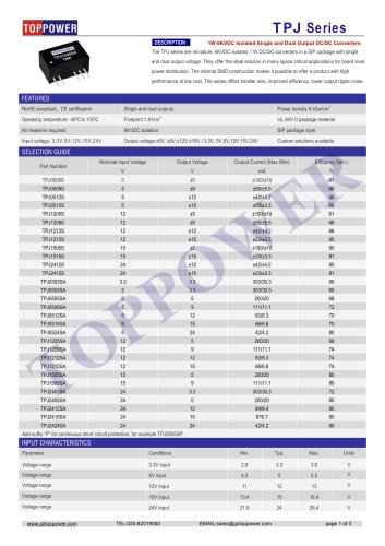 TPJ series 1W DC/DC