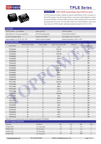 TPLE series 0.25W DC/DC