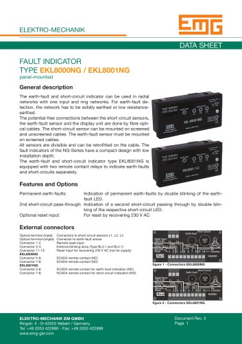 FAULT INDICATOR TYPE EKL8000NG / EKL8001NG