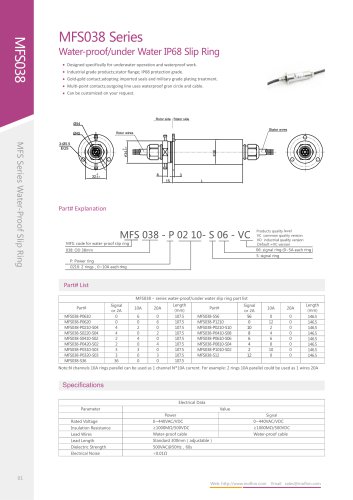 Electric slip ring MFS038 series