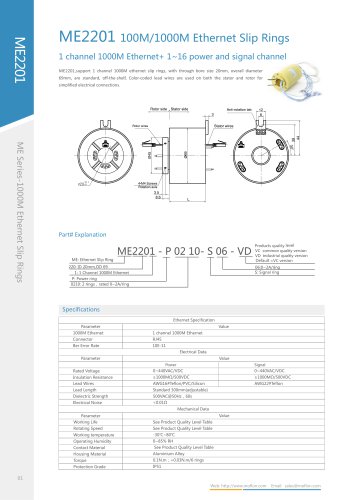 Ethernet slip ring ME2201 series