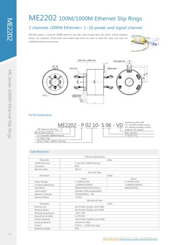 Ethernet slip ring ME2202 series