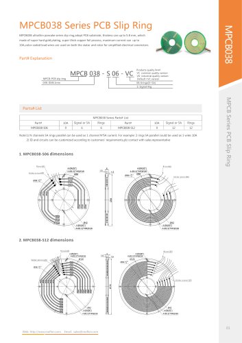 Pancake type slip ring MPCB038 series