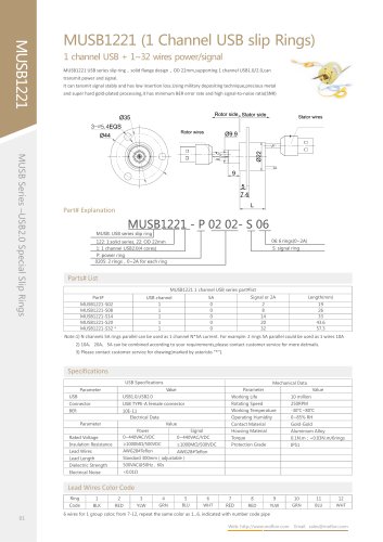 USB slip ring MUSB1221 series