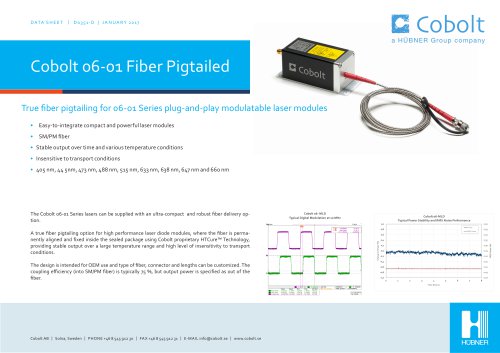 Cobolt 06-01 Series Fiber Pigtailed lasers