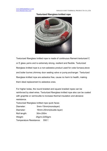 BSTFLEX Texturized fiberglass knitted rope