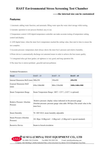 environmental stress screening test chamber / high-pressure / aging / temperature HAST-45