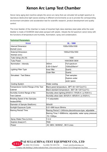 light exposure test device / accelerated aging / for plastic pipes / for fiber optics XL-1000