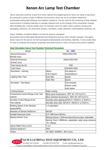 photostability test chamber / aging / with xenon arc lamp / accelerated  XL-1000