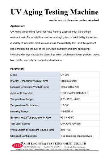 photostability test chamber / climatic / solar simulation / UV light aging  UV-290