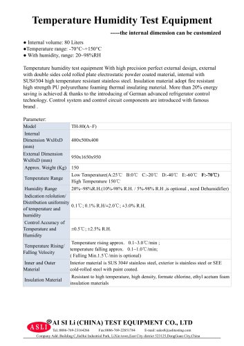 temperature test equipment / accelerated aging / resistance / shock resistant  TH-80-F