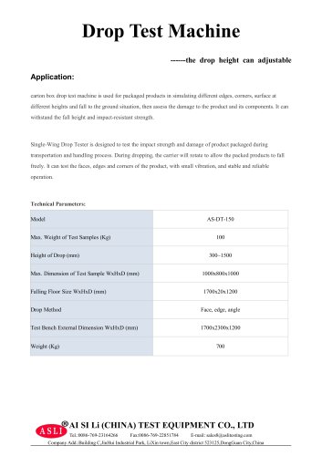 zero drop tester / battery / for packaging / for cardboard boxes   AS-DT-150
