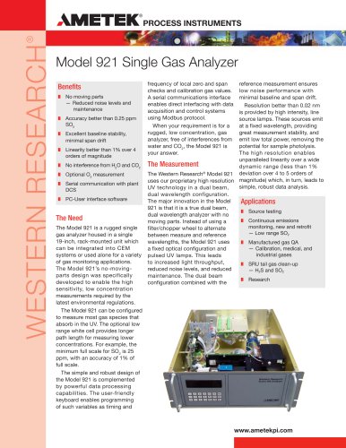 Model 921 Single Gas Analyzer