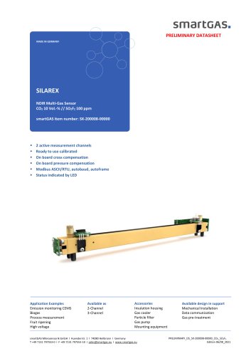 NDIR Multi-Gas Sensor CO2 10 Vol.-% // SO2F2 100 ppm