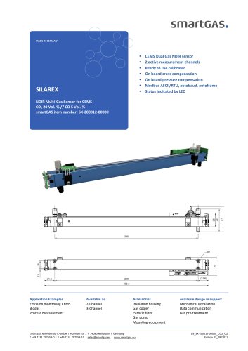 NDIR Multi-Gas Sensor for CEMS CO2 20 Vol.-% // CO 5 Vol.-%